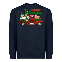 Navy merry christmas snowman and farm animals truck Heavyweight Sweatshirt - Jasminsmagicworld