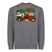 Storm merry christmas snowman and farm animals truck Heavyweight Sweatshirt - Jasminsmagicworld