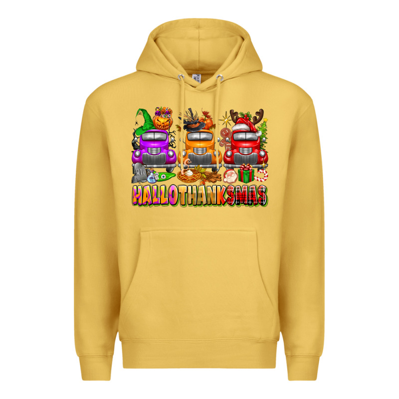 Hallothanksmas Trucks Premium Hoodie by texasbilliewilder | Teevron
