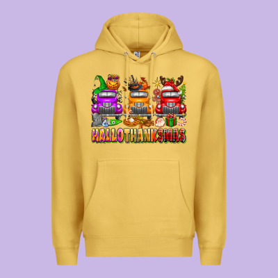 Hallothanksmas Trucks Premium Hoodie Designed By Texasbilliewilder