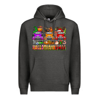 Charcoal Heather Hallothanksmas trucks Premium Hoodie - texasbilliewilder