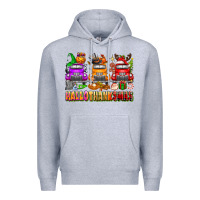 Heather Grey Hallothanksmas trucks Premium Hoodie - texasbilliewilder