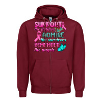 Burgundy Support The Lighters Admire The Survivors Remember The Angels Zipper Hoodie - BundleAndBundleShop