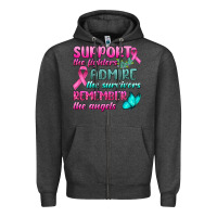 Charcoal Heather Support The Lighters Admire The Survivors Remember The Angels Zipper Hoodie - BundleAndBundleShop