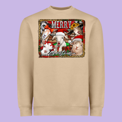 Merry Christmas Goats Heavyweight Sweatshirt Designed By Jasminsmagicworld