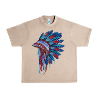 French Oak indian headdress with american flag Urban Heavy Tee - BarkalooDesign