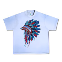 Grape Ice indian headdress with american flag Urban Heavy Tee - BarkalooDesign