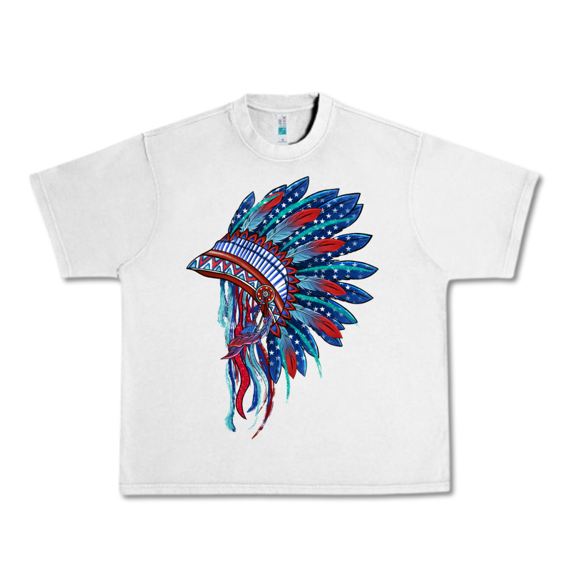 Indian Headdress With American Flag Urban Heavy Tee by BarkalooDesign | Teevron