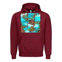 Burgundy Mama Bear Hunting Fish With Leopard Seamless Pattern Zipper Hoodie - BundleAndBundleShop
