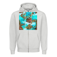 Mama Bear Hunting Fish With Leopard Seamless Pattern Zipper Hoodie | Teevron