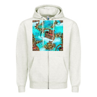 Oatmeal Heather Mama Bear Hunting Fish With Leopard Seamless Pattern Zipper Hoodie - BundleAndBundleShop