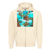 Sandshell Mama Bear Hunting Fish With Leopard Seamless Pattern Zipper Hoodie - BundleAndBundleShop