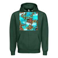 Sports Green Mama Bear Hunting Fish With Leopard Seamless Pattern Zipper Hoodie - BundleAndBundleShop