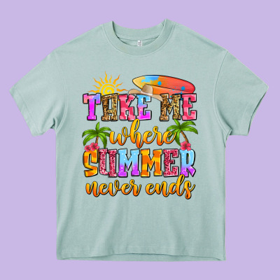 Take Me Where Summer Never Ends Heavy Core Tee Designed By Zillion Design Studio