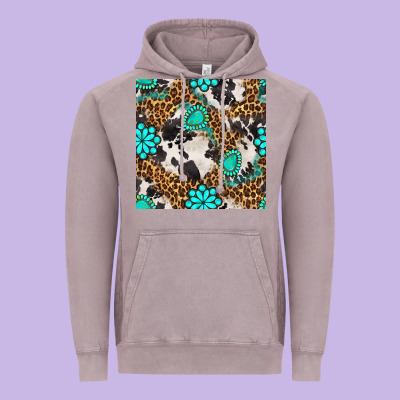 Western Turquoise Seamless Pattern Vintage Hoodie Designed By Bundleandbundleshop