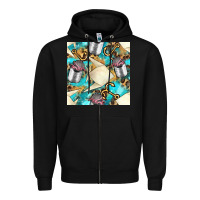 Black Paper Fish And Canned With Anchor Seamless Pattern Pbs Zipper Hoodie - BundleAndBundleShop