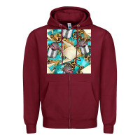 Burgundy Paper Fish And Canned With Anchor Seamless Pattern Pbs Zipper Hoodie - BundleAndBundleShop