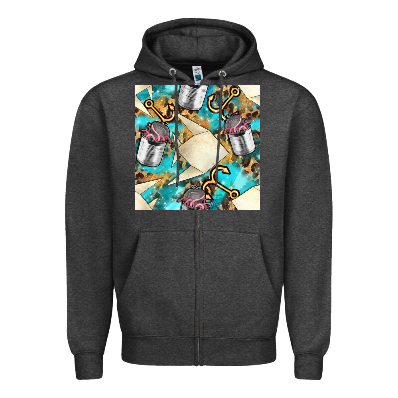 Paper Fish And Canned With Anchor Seamless Pattern Pbs Zipper Hoodie by BundleAndBundleShop | Teevron