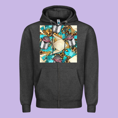 Paper Fish And Canned With Anchor Seamless Pattern Pbs Zipper Hoodie Designed By Bundleandbundleshop