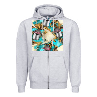 Heather Grey Paper Fish And Canned With Anchor Seamless Pattern Pbs Zipper Hoodie - BundleAndBundleShop
