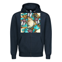 Navy Paper Fish And Canned With Anchor Seamless Pattern Pbs Zipper Hoodie - BundleAndBundleShop