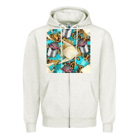 Oatmeal Heather Paper Fish And Canned With Anchor Seamless Pattern Pbs Zipper Hoodie - BundleAndBundleShop