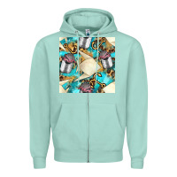 Seafoam Paper Fish And Canned With Anchor Seamless Pattern Pbs Zipper Hoodie - BundleAndBundleShop