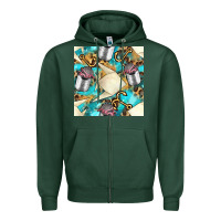 Sports Green Paper Fish And Canned With Anchor Seamless Pattern Pbs Zipper Hoodie - BundleAndBundleShop
