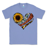 Colony Blue western sunflower cowhide  heart Classic Tee - Jasminsmagicworld