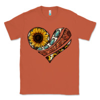 Copper western sunflower cowhide  heart Classic Tee - Jasminsmagicworld