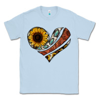 Dusty Blue western sunflower cowhide  heart Classic Tee - Jasminsmagicworld