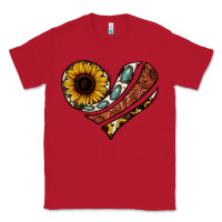 Red western sunflower cowhide  heart Classic Tee - Jasminsmagicworld