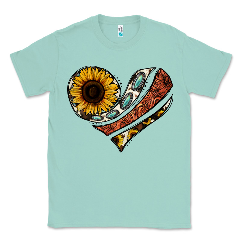 Western Sunflower Cowhide  Heart Classic Tee by Jasminsmagicworld | Teevron