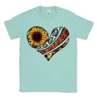 Seafoam western sunflower cowhide  heart Classic Tee - Jasminsmagicworld