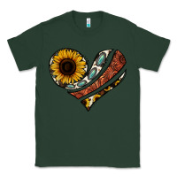 Sports Green western sunflower cowhide  heart Classic Tee - Jasminsmagicworld