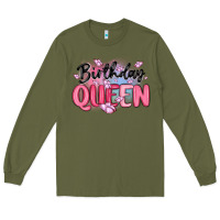Army Green birthday queen Long Sleeve Tee - MaliasSmallBusiness