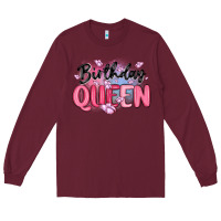 Burgundy birthday queen Long Sleeve Tee - MaliasSmallBusiness
