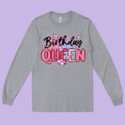 Birthday Queen Long Sleeve Tee Designed By Maliassmallbusiness