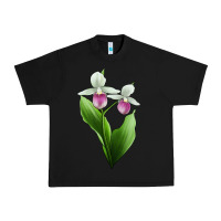 Black Pink And White Lady's Slipper Flower Illustrations Urban Heavy Tee - LillyAllenDesigns