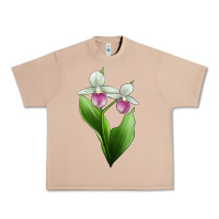 Burro Pink And White Lady's Slipper Flower Illustrations Urban Heavy Tee - LillyAllenDesigns