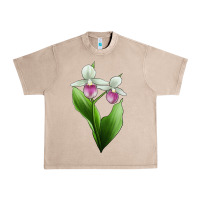 French Oak Pink And White Lady's Slipper Flower Illustrations Urban Heavy Tee - LillyAllenDesigns