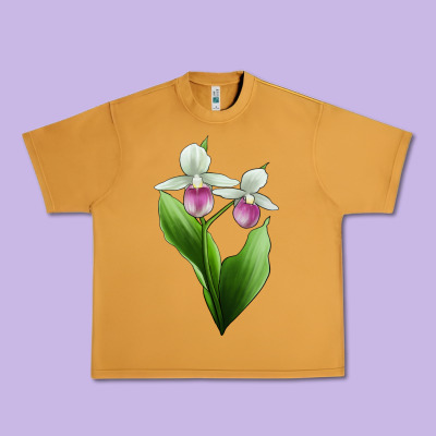 Pink And White Lady's Slipper Flower Illustrations Urban Heavy Tee Designed By Lillyallendesigns
