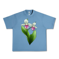Pebble Blue Pink And White Lady's Slipper Flower Illustrations Urban Heavy Tee - LillyAllenDesigns