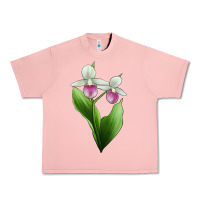 Salmon Pink And White Lady's Slipper Flower Illustrations Urban Heavy Tee - LillyAllenDesigns