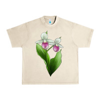 Sandshell Pink And White Lady's Slipper Flower Illustrations Urban Heavy Tee - LillyAllenDesigns