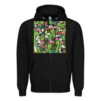 Black Western Cactus And Turquoise Gemstone With Leopard And Cowhide Seamles Zipper Hoodie - BundleAndBundleShop