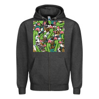 Charcoal Heather Western Cactus And Turquoise Gemstone With Leopard And Cowhide Seamles Zipper Hoodie - BundleAndBundleShop