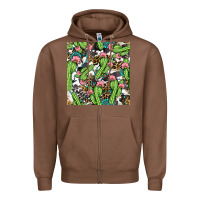 Chestnut Western Cactus And Turquoise Gemstone With Leopard And Cowhide Seamles Zipper Hoodie - BundleAndBundleShop