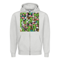 Dove Grey Western Cactus And Turquoise Gemstone With Leopard And Cowhide Seamles Zipper Hoodie - BundleAndBundleShop
