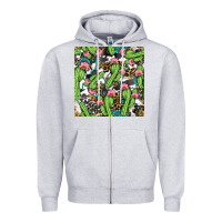 Heather Grey Western Cactus And Turquoise Gemstone With Leopard And Cowhide Seamles Zipper Hoodie - BundleAndBundleShop